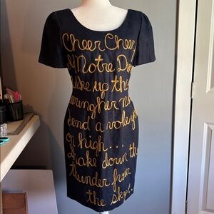 Notre Dame Fighting Irish Fight Song Blue and Gold Embroidered Dress